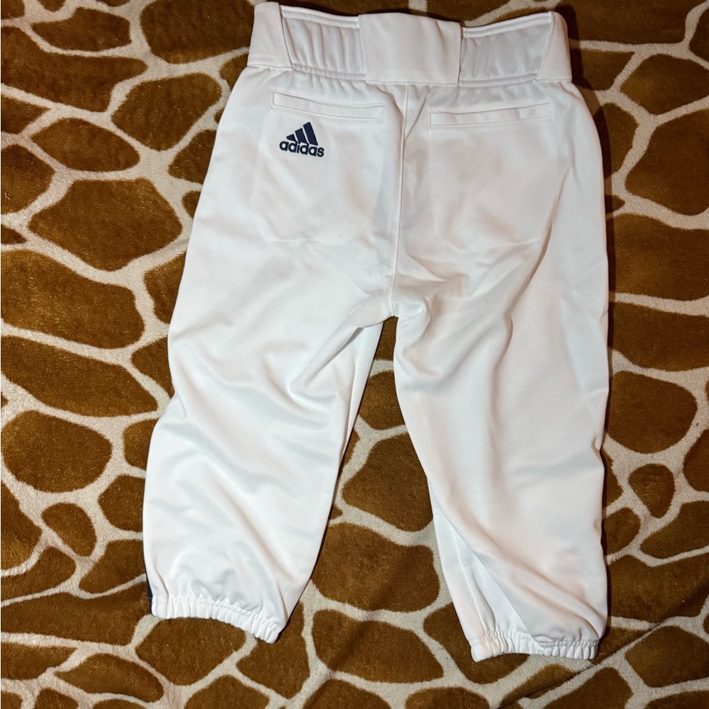 adidas Kids White Pants with Navy Stripes - Picture 2 of 4
